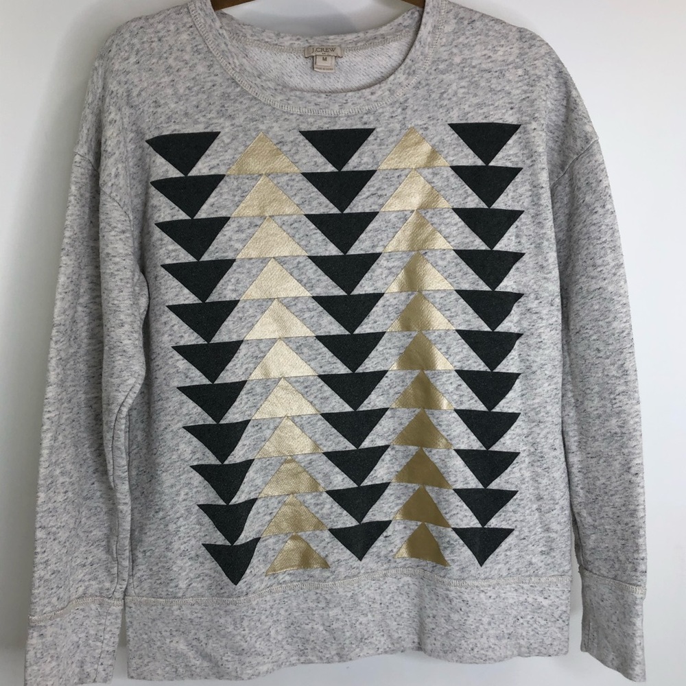 J Crew Triangle Print Crew Neck Sweatshirt